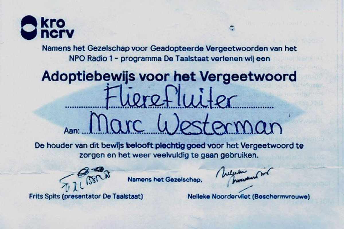 Flierefluiter, een bijdrage van Neerlandicus Marc Westermann